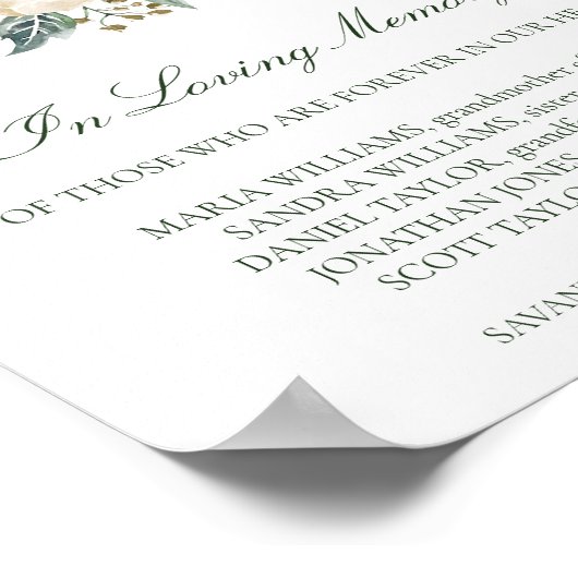 Megan in Loving Memory Memorial Wedding Sign Poster (Hoek)