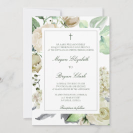 Megan Katholieke Floral Waterverf Greenery Wedding Kaart