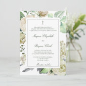 Megan Katholieke Floral Waterverf Greenery Wedding Kaart (Staand voorkant)