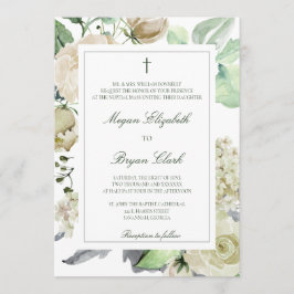 Megan Katholieke Floral Waterverf Greenery Wedding Kaart