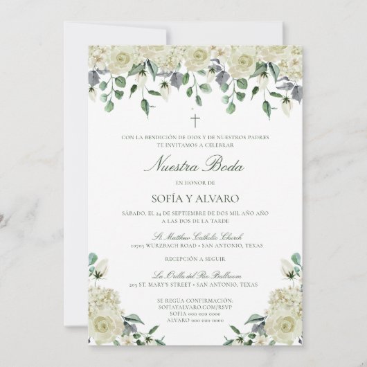 Megan Nuestra Boda Catolica Wedding Invitation Kaart (Voorkant)