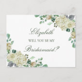 Megan Rozen groen bruidsmeisje voorstel Uitnodiging Briefkaart (Voorkant)