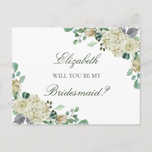 Megan Rozen groen bruidsmeisje voorstel Uitnodiging Briefkaart (Voorkant)