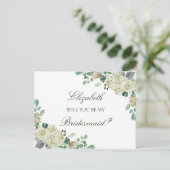 Megan Rozen groen bruidsmeisje voorstel Uitnodiging Briefkaart (Staand voorkant)