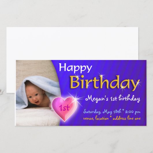 Megan Schattig Lovely Birthday Fotouitnodiging (Voorkant / Achterkant)