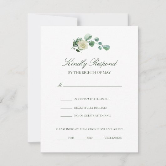 Megan Simple Elegant Meal Choice Wedding RSVP (Voorkant)