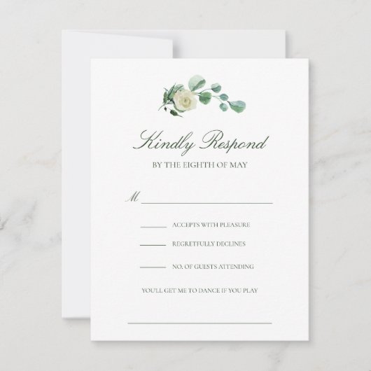 Megan Simple Elegant Song Request Wedding RSVP Kaartje (Voorkant)