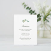 Megan Simple Greenery Wedding Reception Informatiekaartje (Staand voorkant)