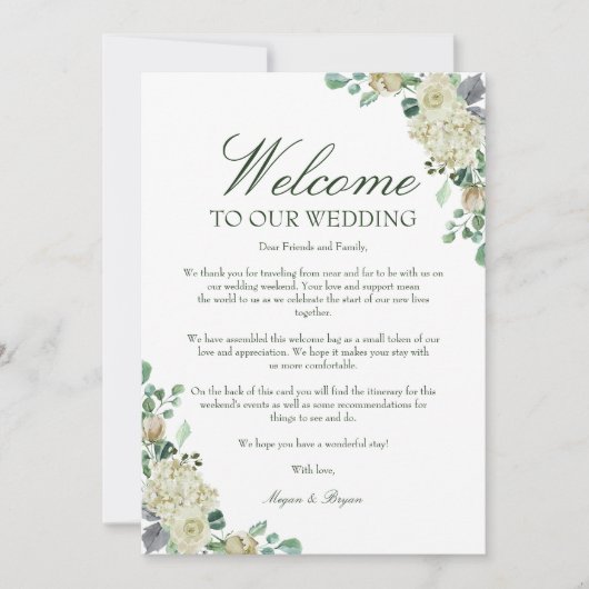 Megan Wedding Welcome Letter and Itinerary (Voorkant)
