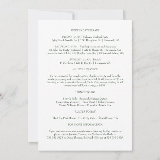 Megan Wedding Welcome Letter and Itinerary (Achterkant)