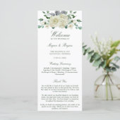 Megan White Floral Greenery Wedding Programme (Staand voorkant)