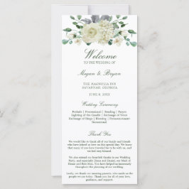 Megan White Floral Greenery Wedding Programme