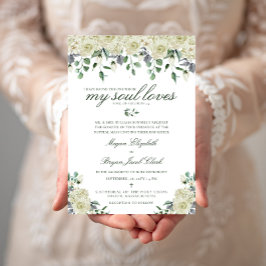 Megan White Flowers & Greenery katholieke bruiloft Kaart