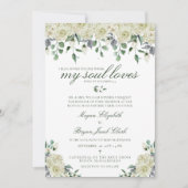 Megan White Flowers & Greenery katholieke bruiloft Kaart (Voorkant)