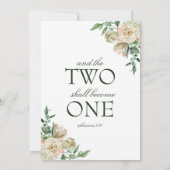 Megan White Roses Greenery Christelijk Wedding Kaart (Achterkant)