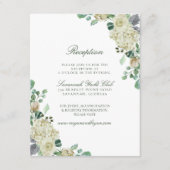 Megan White Roses Greenery Wedding Reception Informatiekaartje (Voorkant)