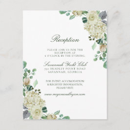 Megan White Roses Greenery Wedding Reception Informatiekaartje