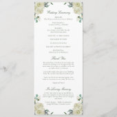 Megan Witte Bloemen Elegante Huwelijksceremonie Programmakaart (Achterkant)