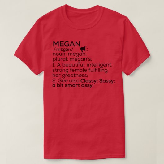 Meganaam Definitie Megan Vrouw Naam T-shirt (Design voorkant)