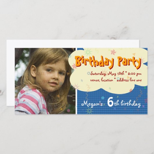 Megan's Birthday Party Foto Uitnodiging (Voorkant / Achterkant)