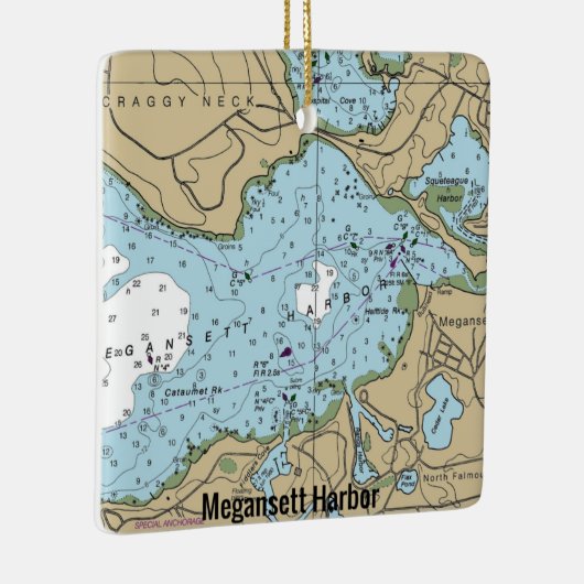 Megansett Harbour MA Nautical Chart Keramisch Ornament (Rechts)