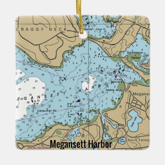 Megansett Harbour MA Nautical Chart Keramisch Ornament (Voorkant)