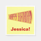 Megatelefoon Geel Rood Gelukkige Verjaardagsservet Servetten (Voorkant)