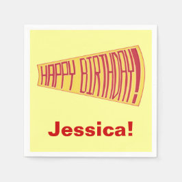 Megatelefoon Geel Rood Gelukkige Verjaardagsservet Servetten