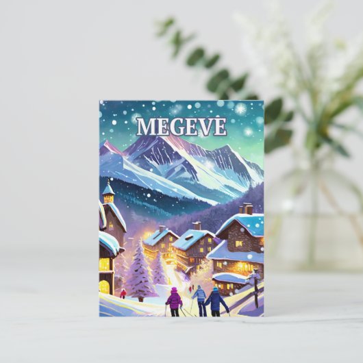Megève: Elegant Alpine en Prestige Hivernal Briefkaart (Staand voorkant)