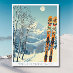 Megève France skigebied retro Briefkaart