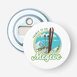Megève frankrijk ski logo knop button flesopener