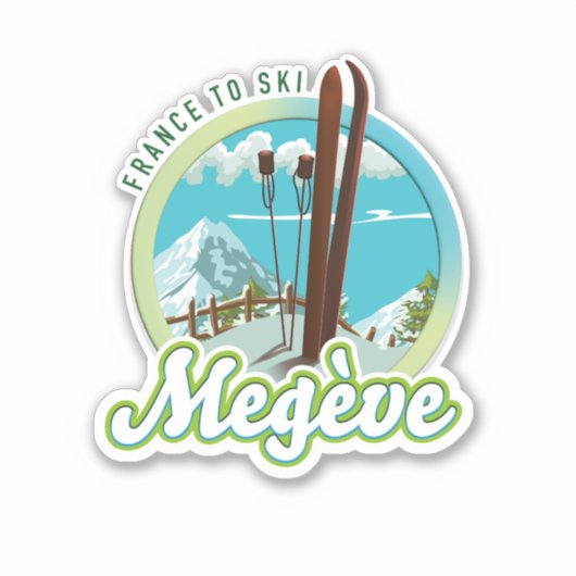 Megève frankrijk ski logo sticker (Voorkant)