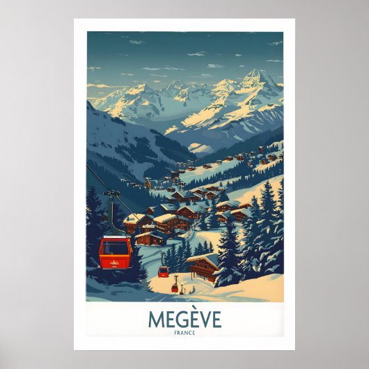 Megève Poster Frankrijk Ski Print 1 (Voorkant)