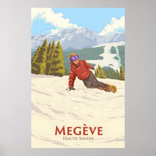 Megeve Sneeuwboarden Reisposter Poster (Voorkant)