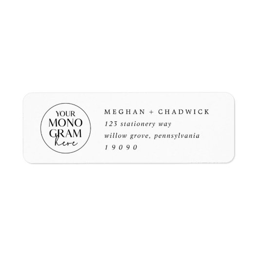 MEGHAN Boho Bruiloft Monogram Retouradres Labels (Voorkant)