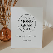 MEGHAN Monogram Minimale bruiloft Gastboek Teken Reclamebord Met Voetstuk