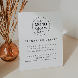 MEGHAN Monogram Minimale bruiloft Signature Drink Reclamebord Met Voetstuk