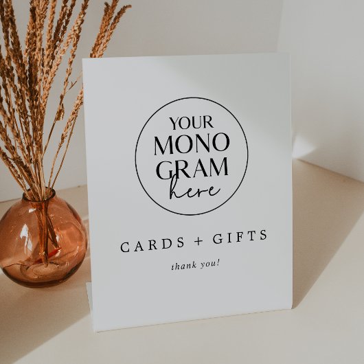 MEGHAN Monogram Minimale Trouwkaarten en Geschenke Reclamebord Met Voetstuk
