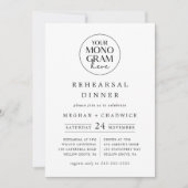 MEGHAN Monogram Zwart Wit Boho repetitie diner Kaart (Voorkant)