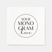 MEGHAN Monogram Zwart Wit Eenvoudig Uniek Huwelijk Servet (Voorkant)