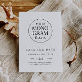 MEGHAN Monogram Zwart Wit Modern Elegant Huwelijk Save The Date