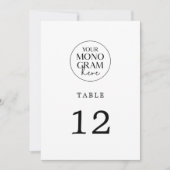 MEGHAN Monogram Zwart Wit Trouwtafel Nummers Kaart (Voorkant)