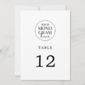 MEGHAN Monogram Zwart Wit Trouwtafel Nummers Kaart (Achterkant)