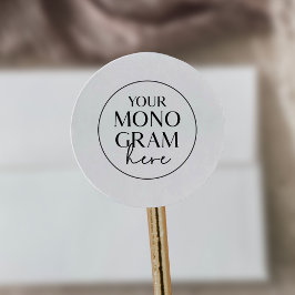 MEGHAN Zwart Wit Moderne Klassieke Trouwmonogram Ronde Sticker
