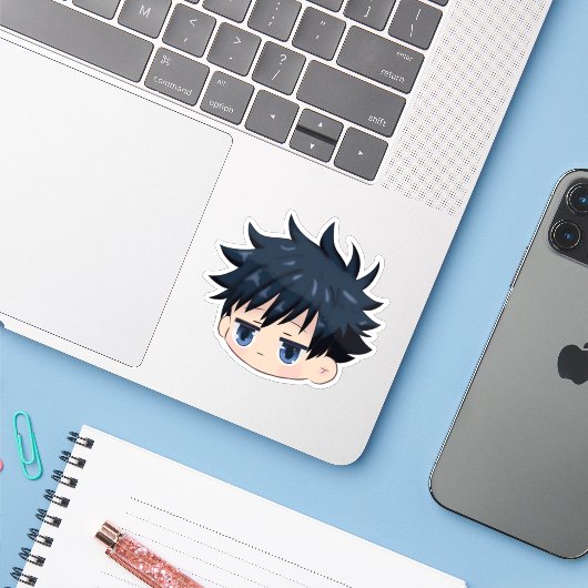 Megumi inspired chibi sticker (Laptop met iPhone)