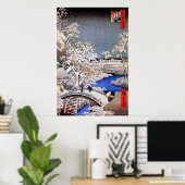 Meguro Drum Bridge en Sunset Hill, Hiroshige Poster (Thuiskantoor)