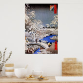 Meguro Drum Bridge en Sunset Hill, Hiroshige Poster (Keuken)