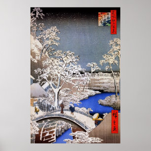 Meguro Drum Bridge en Sunset Hill, Hiroshige Poster