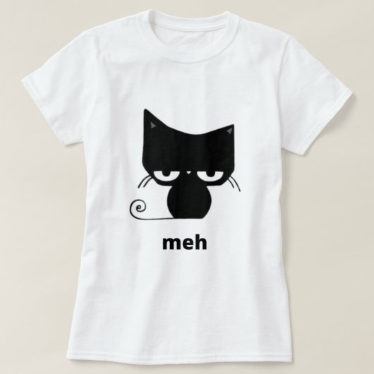 Meh Black Cat Funny T-shirt (Design voorkant)