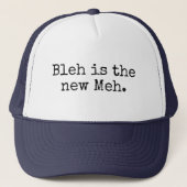 "Meh Bleh Eh IT: Quirky New Tech Solutions Slogan Trucker Pet (Voorkant)